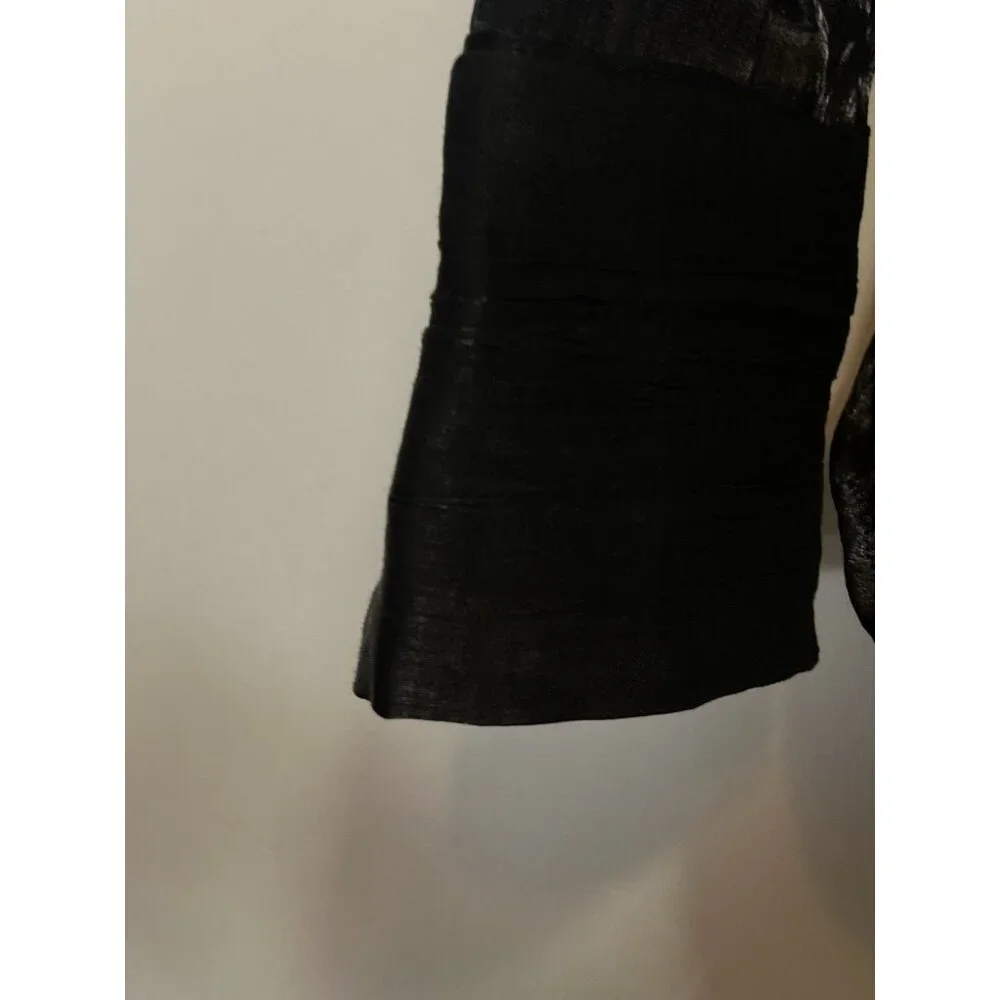 Forever 21‎ Long Sleeve Button Black Crinkle Slit Sides Women’s Size Large NWT - Picture 4 of 16